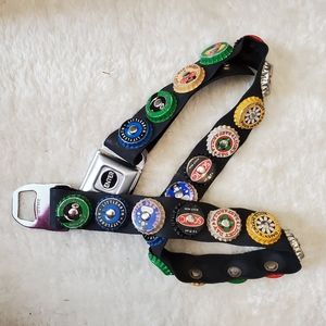 Rubber and bottle cap adjustable belt